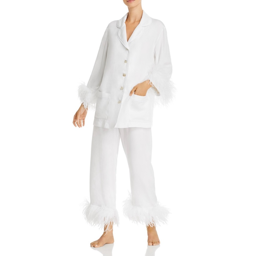 Sleeper Feather Trim Pajama Set